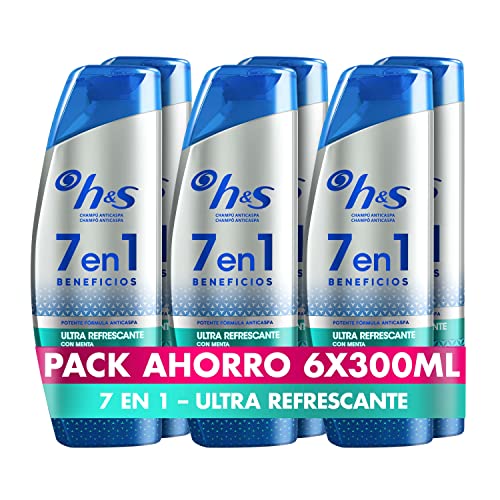 h&s 7en1 Eficaz champú anticaspa Ultra Refrescante, con menta, 6x300 ml